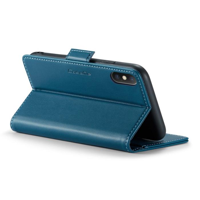 Caseme - CASEME 023 iPhone XS Max Läderfodral RFID Blockering Blå