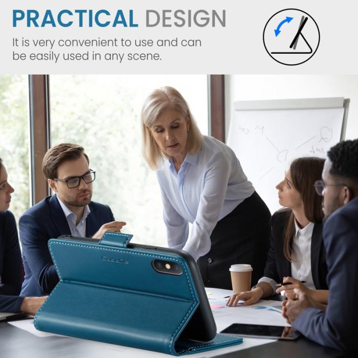 Caseme - CASEME 023 iPhone XS Max Läderfodral RFID Blockering Blå