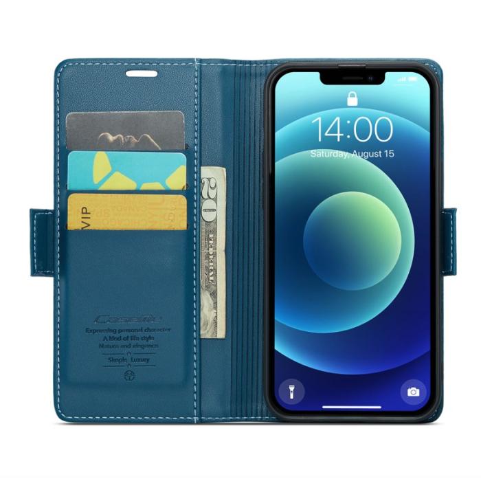 Caseme - CASEME 023 Läderfodral för iPhone 12/12 Pro - Blå