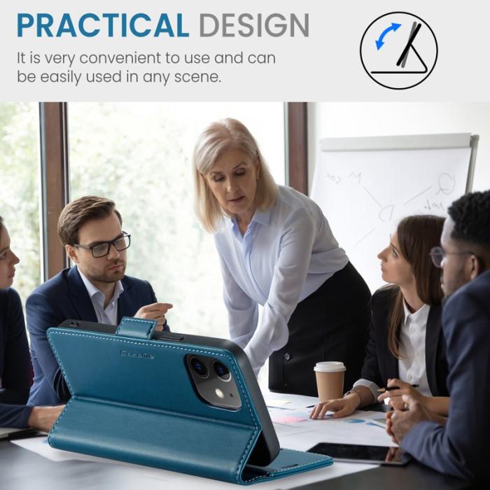 Caseme - CASEME 023 Läderfodral för iPhone 12/12 Pro - Blå