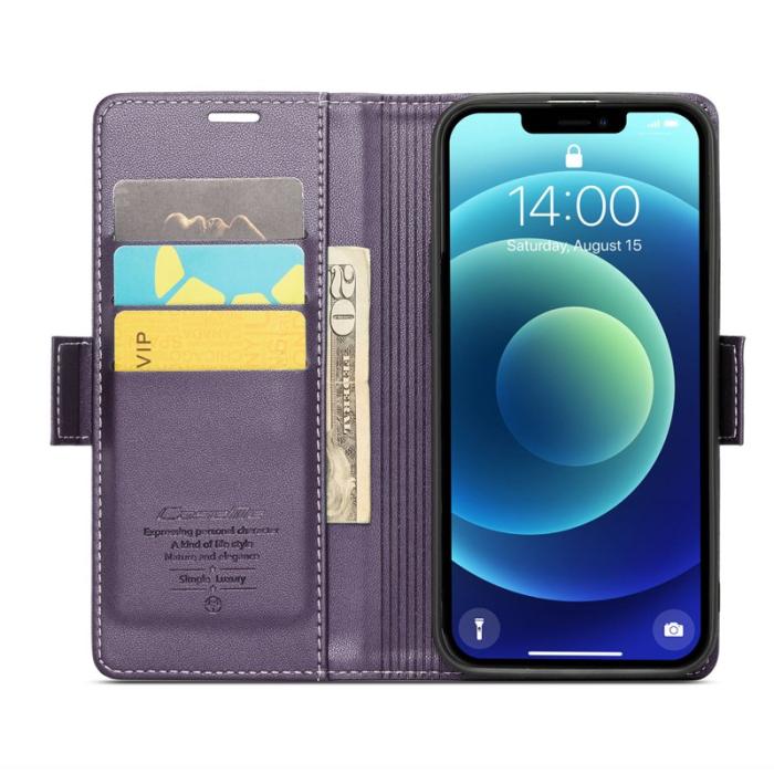 Caseme - CASEME 023 Läderfodral för iPhone 12/12 Pro - Lila