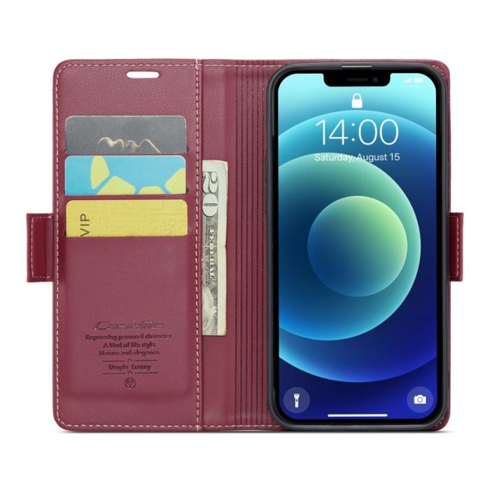 Caseme - CASEME 023 Läderfodral för iPhone 12/12 Pro - Röd