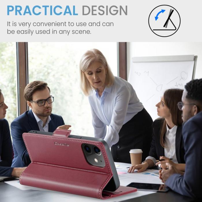 Caseme - CASEME 023 Läderfodral för iPhone 12/12 Pro - Röd