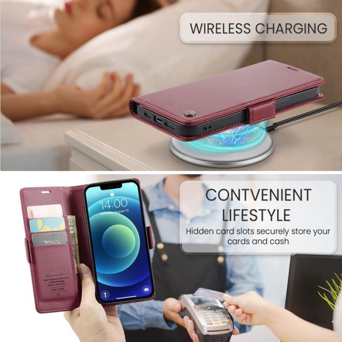 Caseme - CASEME 023 Läderfodral för iPhone 12/12 Pro - Röd