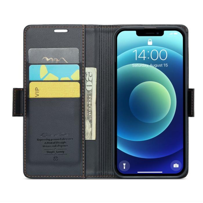 Caseme - CASEME 023 Läderfodral för iPhone 12/12 Pro - Svart