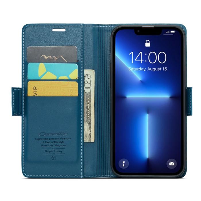 Caseme - CASEME 023 Läderfodral för iPhone 13 Pro Max - Blå
