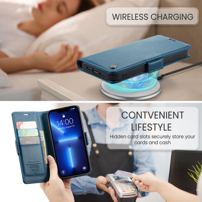 Caseme - CASEME 023 Läderfodral för iPhone 13 Pro Max - Blå