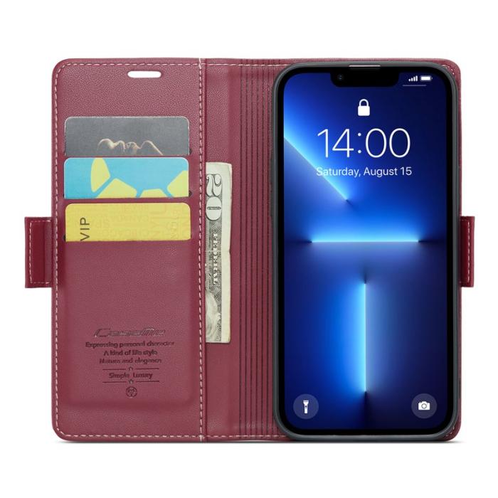 Caseme - CASEME 023 Läderfodral för iPhone 13 Pro Max - Röd