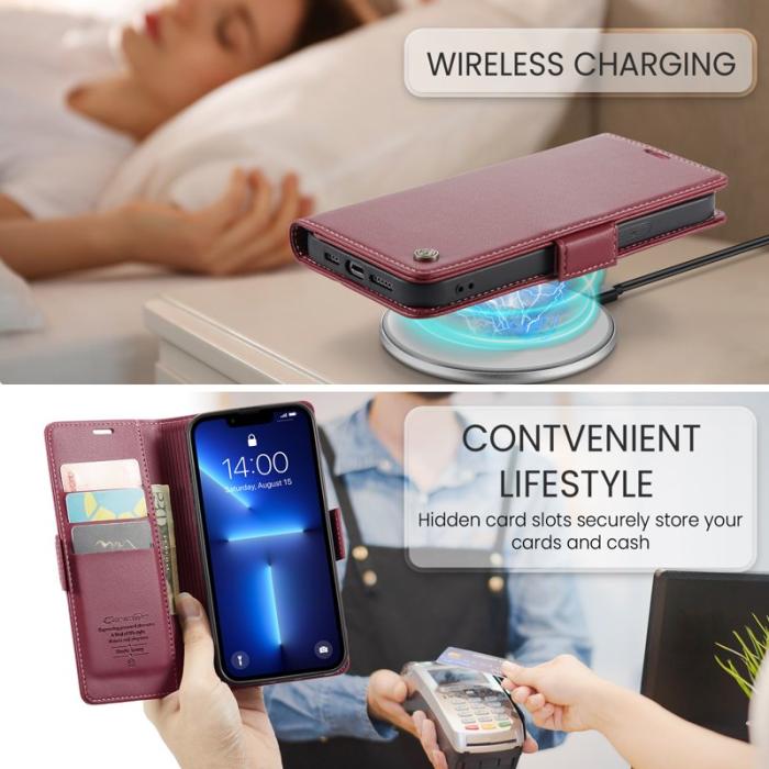 Caseme - CASEME 023 Läderfodral för iPhone 13 Pro Max - Röd