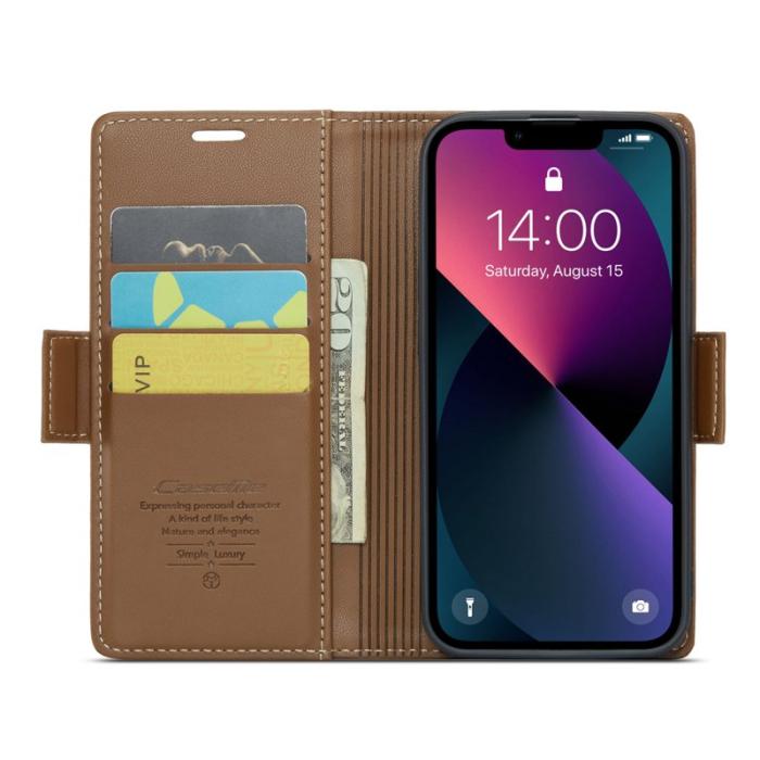 Caseme - CASEME 023 Läderfodral för iPhone 13 RFID Skydd - Brun