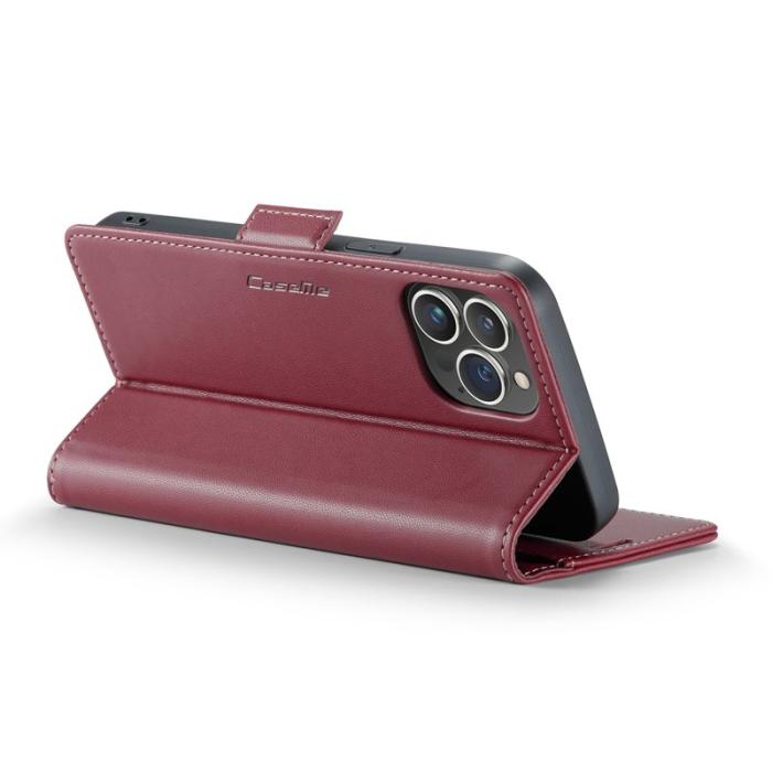 Caseme - CASEME 023 Läderfodral för iPhone 14 Pro RFID Blockering Röd