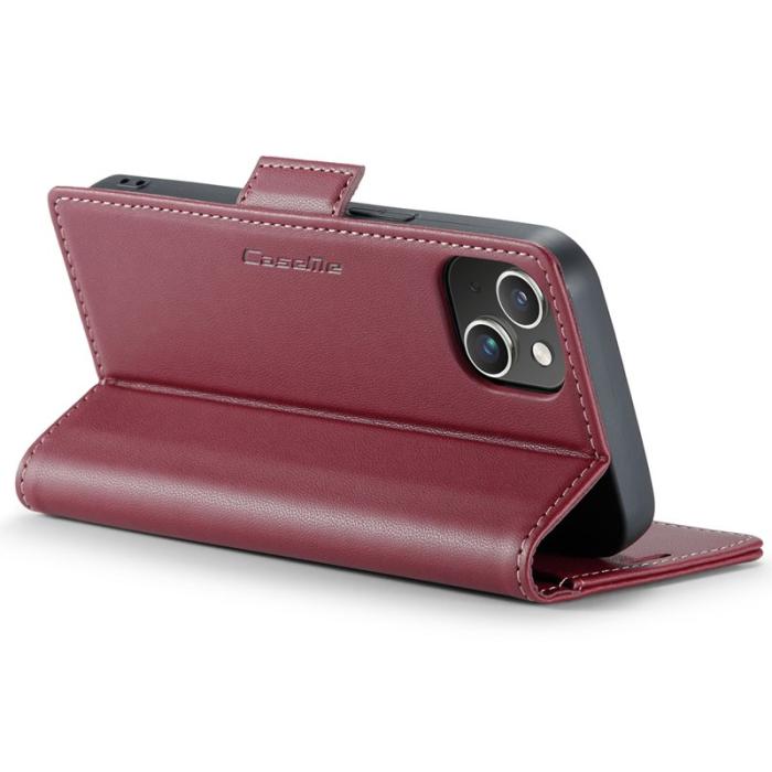Caseme - CASEME 023 Läderfodral för iPhone 15 Plus - Röd
