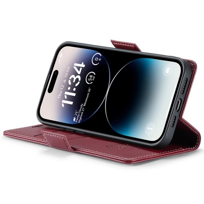 Caseme - CASEME 023 Läderfodral för iPhone 15 Pro Max - Röd
