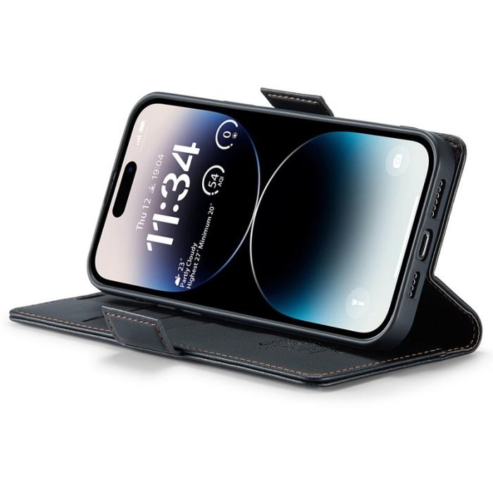 Caseme - CASEME 023 Läderfodral för iPhone 15 Pro Max - Svart