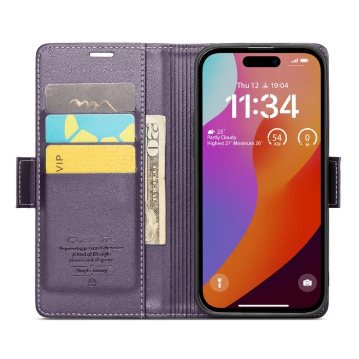 Caseme - CASEME 023 Läderfodral för iPhone 16 Pro Max - Lila