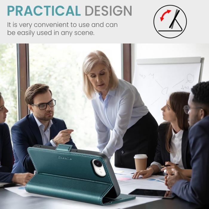 Caseme - CASEME 023 Läderfodral för iPhone 16e RFID Blockering Grön