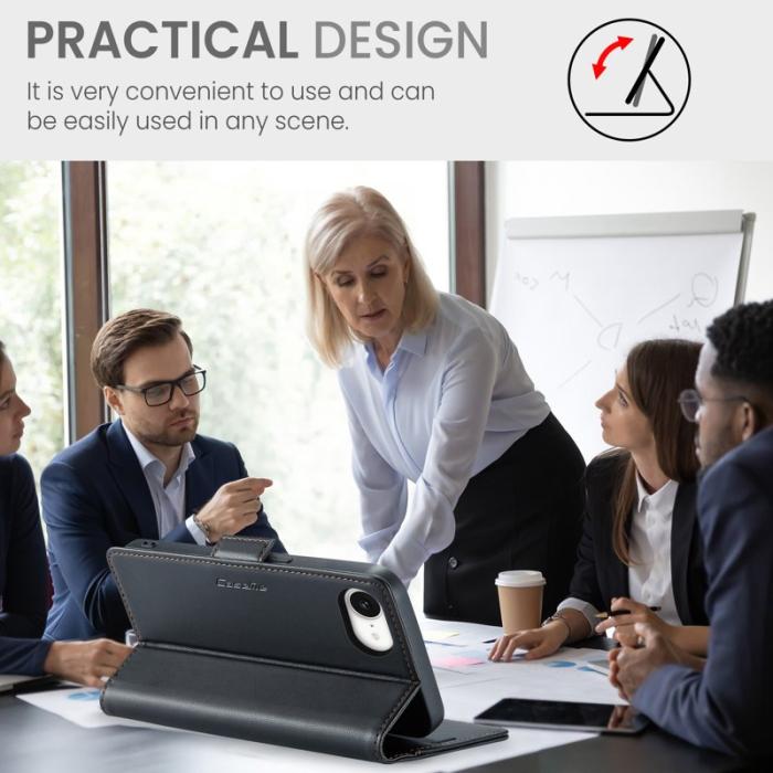 Caseme - CASEME 023 Läderfodral för iPhone 16e RFID Blockering Svart