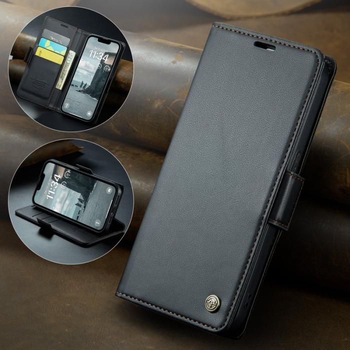 Caseme - CASEME 023 Läderfodral för iPhone 16e RFID Blockering Svart