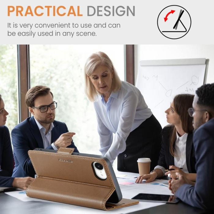 Caseme - CASEME 023 Läderfodral för iPhone 16e RFID Skydd - Brun