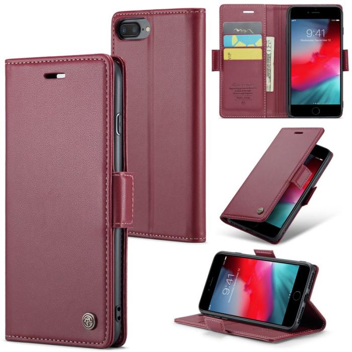 Caseme - CASEME 023 Läderfodral för iPhone 6 Plus/6s Plus/7 Plus/8 Plus Röd