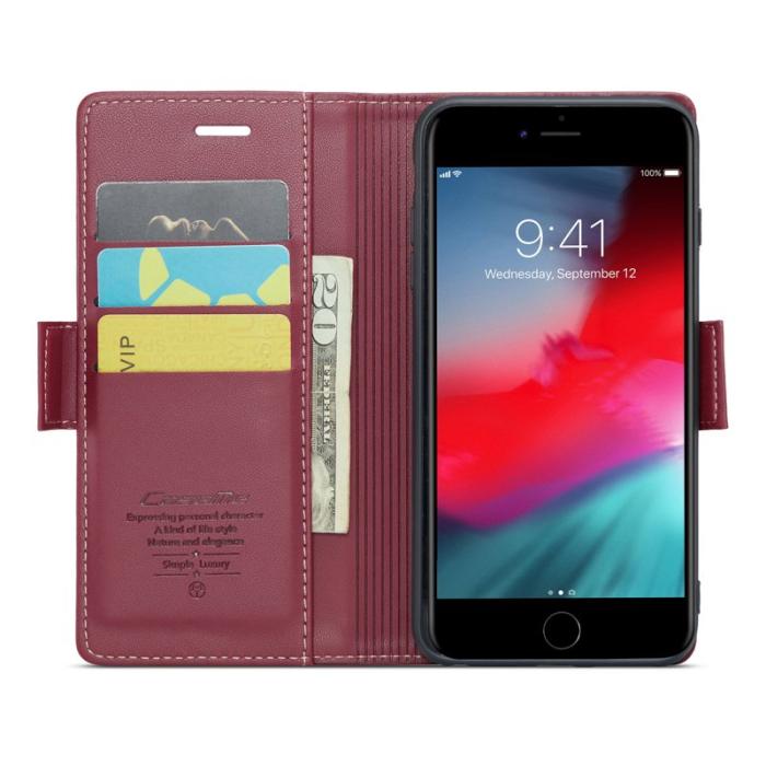 Caseme - CASEME 023 Läderfodral för iPhone 6 Plus/6s Plus/7 Plus/8 Plus Röd