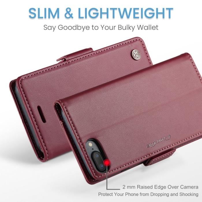 Caseme - CASEME 023 Läderfodral för iPhone 6 Plus/6s Plus/7 Plus/8 Plus Röd