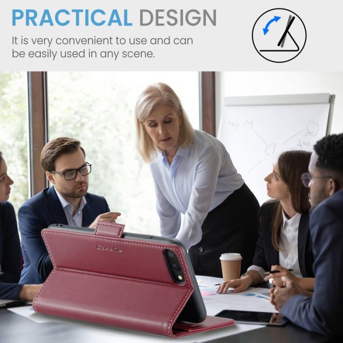 Caseme - CASEME 023 Läderfodral för iPhone 6 Plus/6s Plus/7 Plus/8 Plus Röd