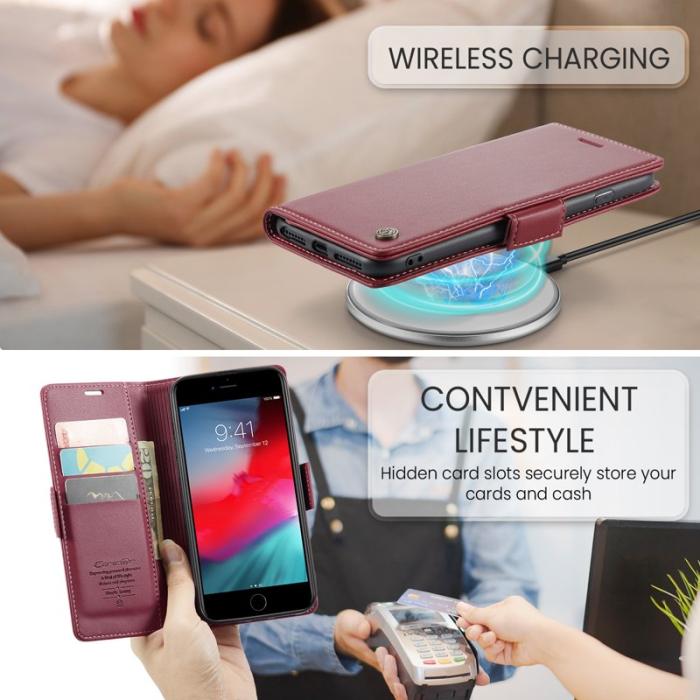 Caseme - CASEME 023 Läderfodral för iPhone 6 Plus/6s Plus/7 Plus/8 Plus Röd