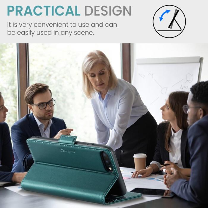 Caseme - CASEME 023 Läderfodral för iPhone 6 Plus/7 Plus/8 Plus - Grön