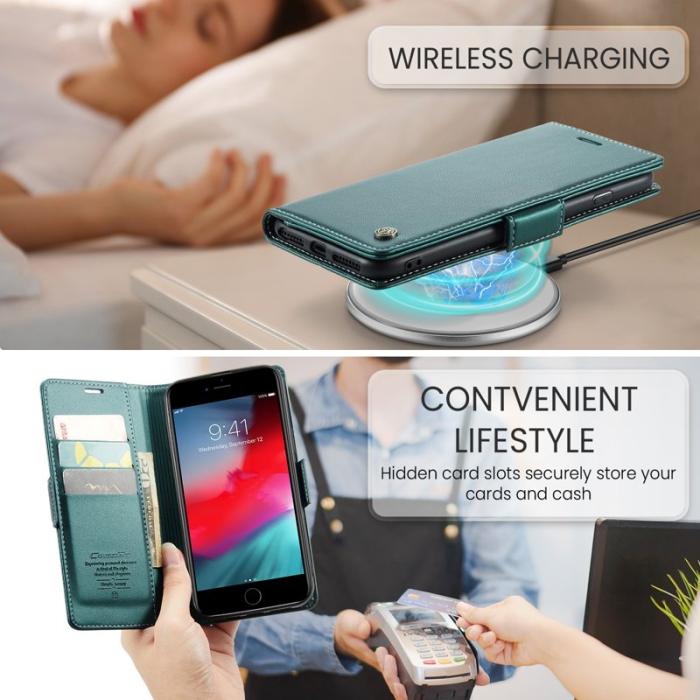 Caseme - CASEME 023 Läderfodral för iPhone 6 Plus/7 Plus/8 Plus - Grön