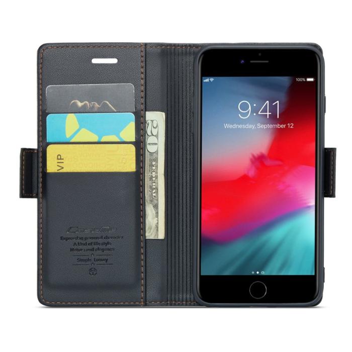 Caseme - CASEME 023 Läderfodral för iPhone 6 Plus/7 Plus/8 Plus - Svart