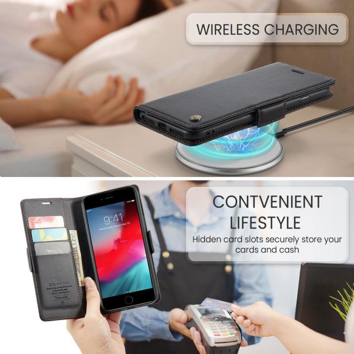 Caseme - CASEME 023 Läderfodral för iPhone 6 Plus/7 Plus/8 Plus - Svart