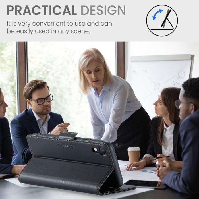 Caseme - CASEME 023 Läderfodral för iPhone XR RFID Blockering Svart