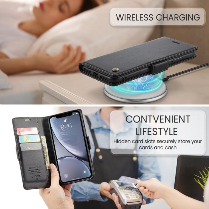 Caseme - CASEME 023 Läderfodral för iPhone XR RFID Blockering Svart