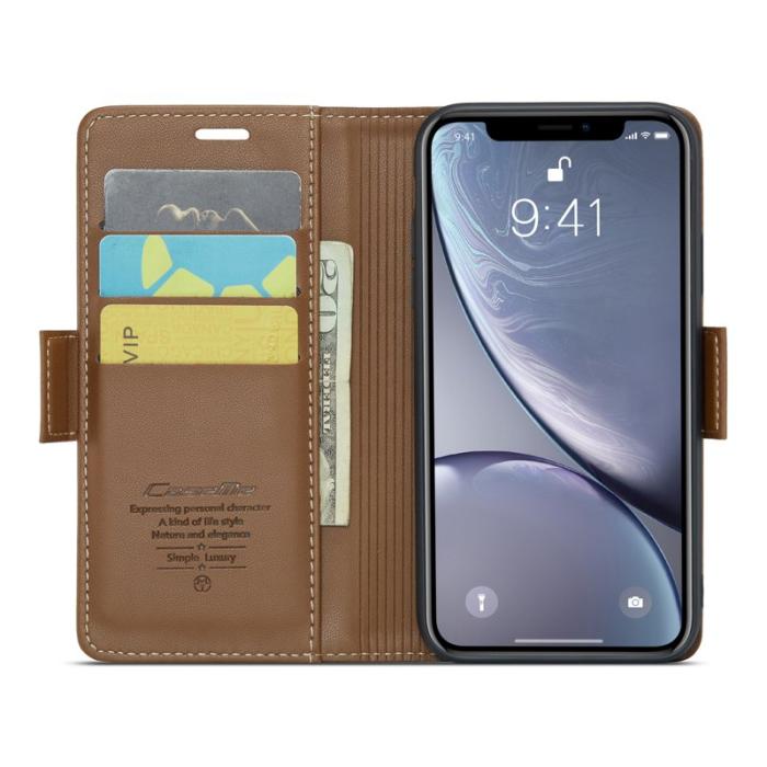 Caseme - CASEME 023 Läderfodral för iPhone XR RFID Skydd - Brun