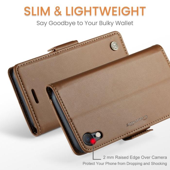 Caseme - CASEME 023 Läderfodral för iPhone XR RFID Skydd - Brun