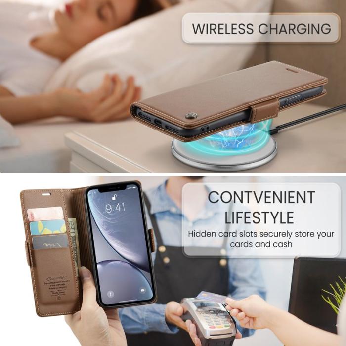 Caseme - CASEME 023 Läderfodral för iPhone XR RFID Skydd - Brun