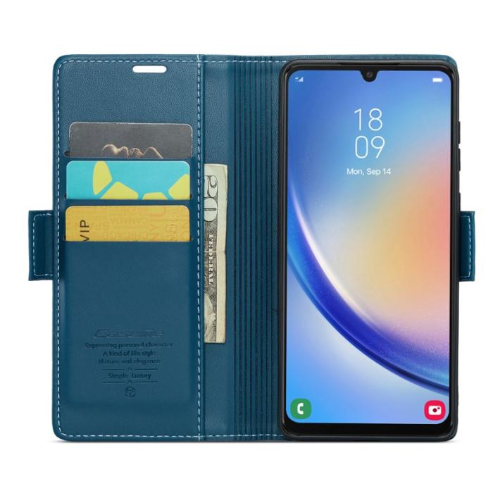 Caseme - CASEME 023 Läderfodral för Samsung Galaxy A34 5G - Blå
