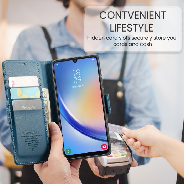 Caseme - CASEME 023 Läderfodral för Samsung Galaxy A34 5G - Blå