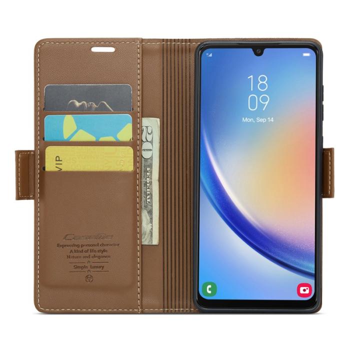 Caseme - CASEME 023 Läderfodral för Samsung Galaxy A34 5G - Brun