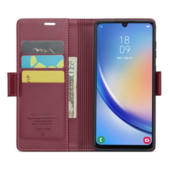 Caseme - CASEME 023 Läderfodral för Samsung Galaxy A34 5G - Röd