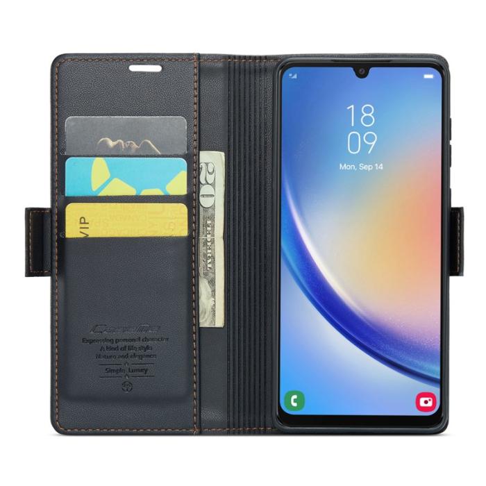 Caseme - CASEME 023 Läderfodral för Samsung Galaxy A34 5G - Svart