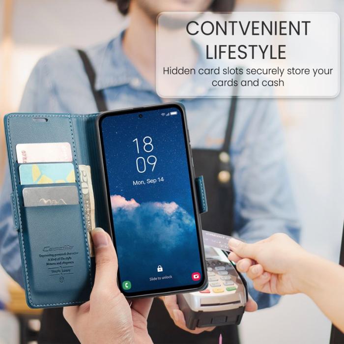 Caseme - CASEME 023 Läderfodral för Samsung Galaxy A35 5G - Blå
