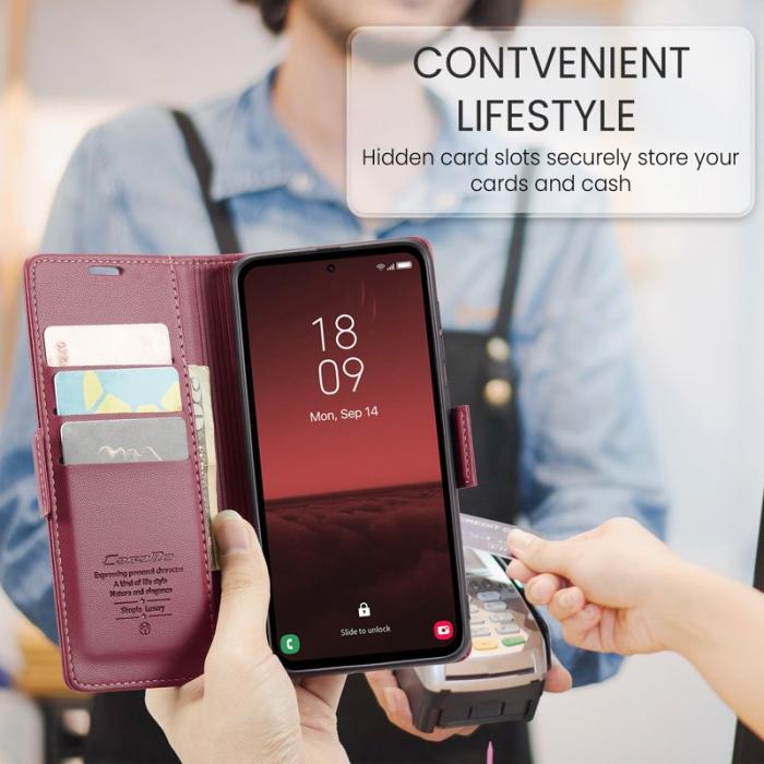 Caseme - CASEME 023 Läderfodral för Samsung Galaxy A35 5G - Röd