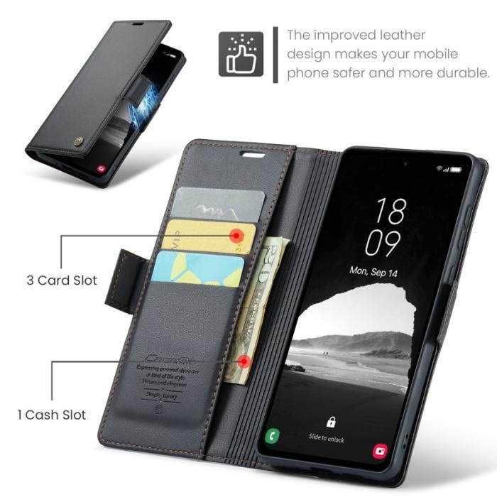 Caseme - CASEME 023 Läderfodral för Samsung Galaxy A35 5G - Svart