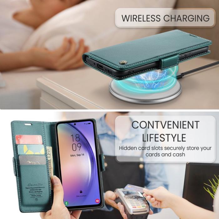 Caseme - CASEME Plånboksfodral Konstläder för Samsung Galaxy A54 5G - Grön