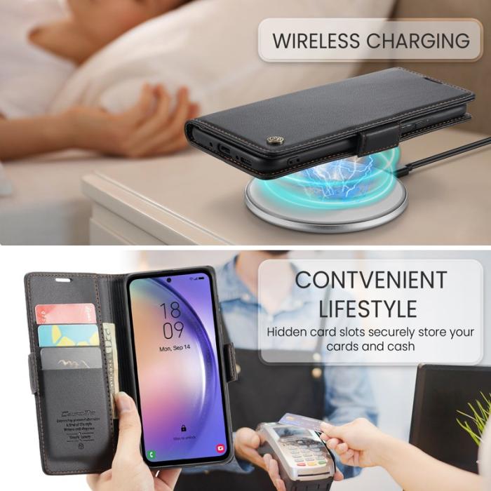 Caseme - CASEME Plånboksfodral Konstläder för Samsung Galaxy A54 5G - Svart