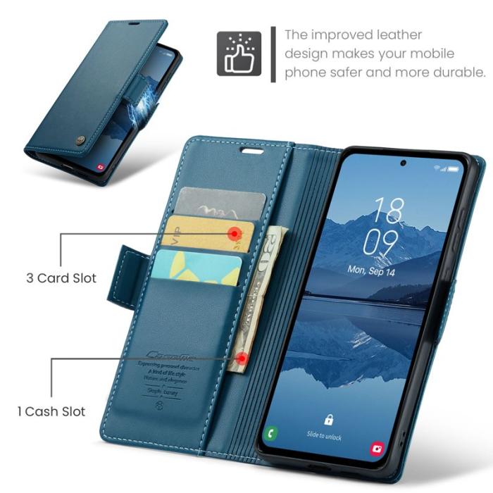 Caseme - CASEME 023 Läderfodral för Samsung Galaxy A55 5G - Blå