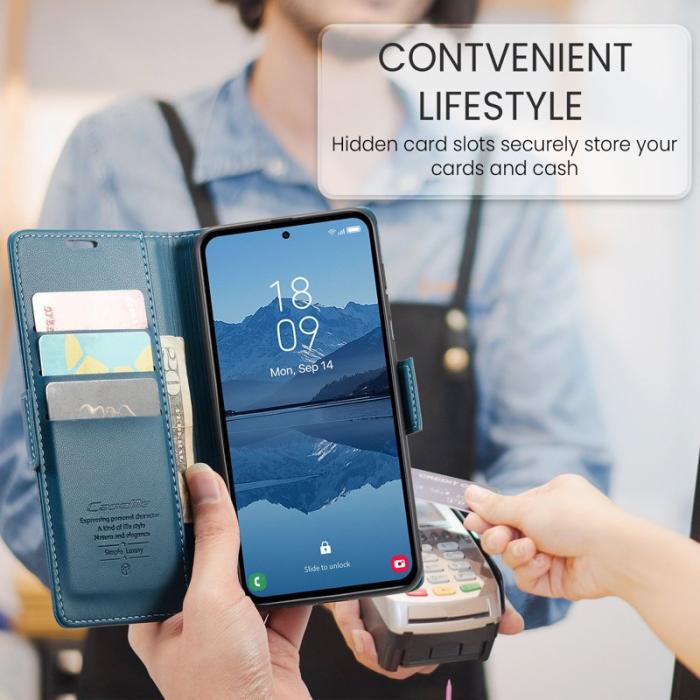 Caseme - CASEME 023 Läderfodral för Samsung Galaxy A55 5G - Blå