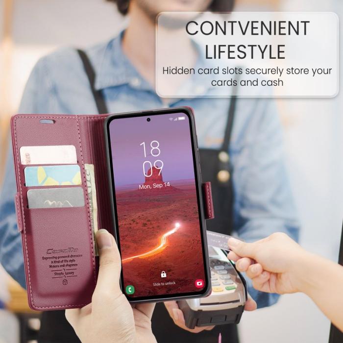 Caseme - CASEME 023 Läderfodral för Samsung Galaxy A55 5G - Röd